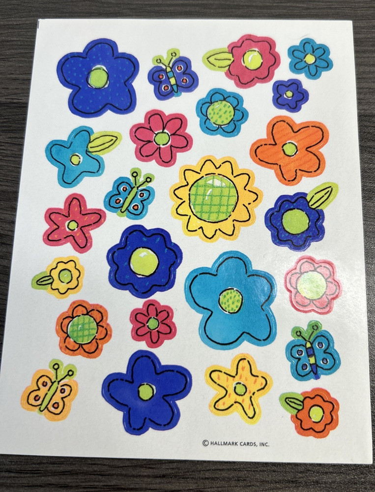 Vintage Hallmark Flower Butterfly Sticker Sheets Retro 90s Scrapbook Craft Color