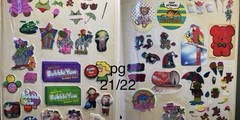 1 Full Binder Page front/back Vintage 80s 90s Stickers Puff Scratch n Sniff Good
