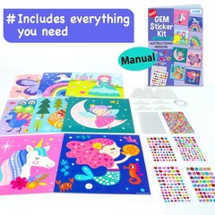Easy Arts and Crafts for Kids – Fun Gem Sticker Kit – 8 Unicorn Princess Them…
