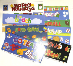 EK Success 12 in Border Strips OVER-ALLS Holidays and Sports themes LOT OF 8
