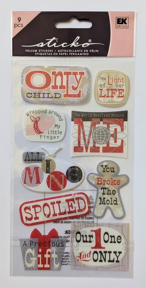 RARE Sticko Only Child Baby Kid Mom Dad Parents Family Scrapbooking Stickers