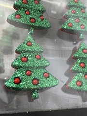 3 Recollections CHRISTMAS Red & Green Glitter Christmas Trees 16 Pc/pz New