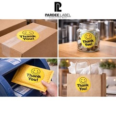 Gold Thank You Smile Starburst Stickers 2″ Foil 250/Roll Labels