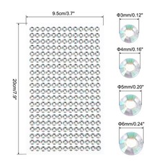 3584 Pcs 8 Sheets Transparent White Rhinestone Stickers 3/4/5/6mm Adhesive Gems