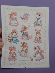 vintage Hallmark cute spring animals dressed in clothes sticker sheet