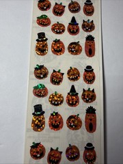 90s Sandylion Halloween Stick-er-Treat Prismatic Jack O Lantern Pumpkin Stickers