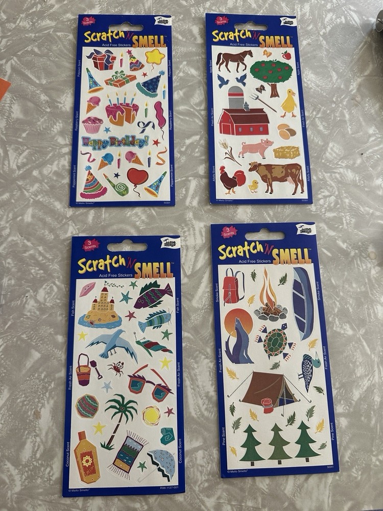 Mello Smello VTG Stickers Scratch N Smell Beach Birthday Farm Camping Lot