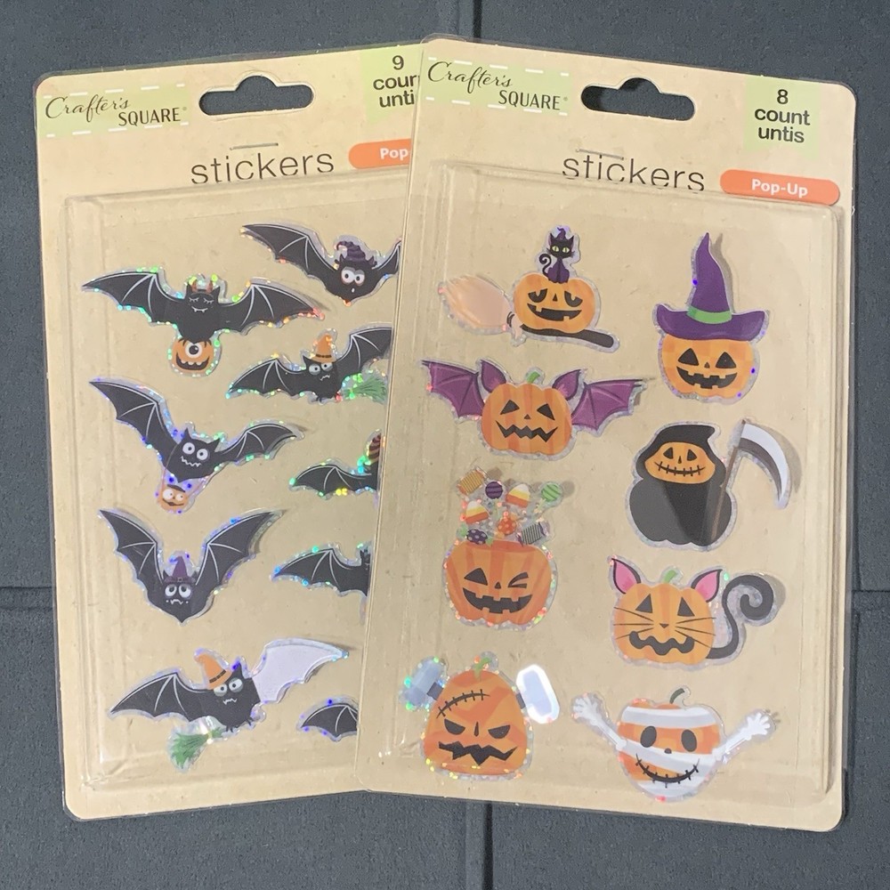 Cute Halloween Holographic Jack-o’-Lanterns & Bats Pop Up Sticker Sheets (4x6in)