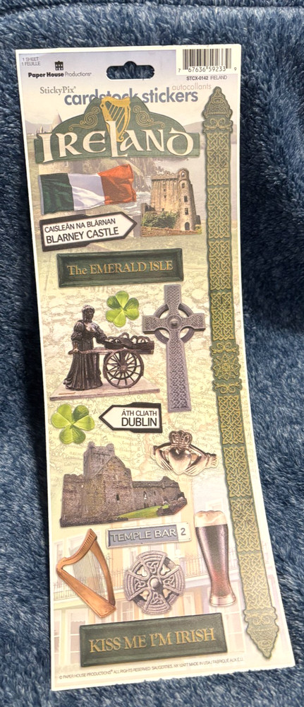 Extra Large Paper House Cardstock Stickers IRELAND Sticky Pix 4.5″ x 12″ NEW *