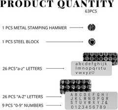 YARDD 64 PCS Metal Stamping Kit – Metal Stamps for Jewelry Making Letter Punc…