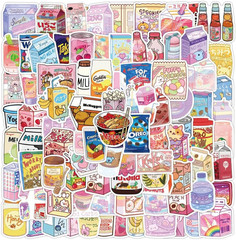 100Pcs Cute Snack, Food, and Drink Stickers Set – Kawaii Small Stickers for T…