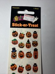 90s Sandylion Halloween Stick-er-Treat Prismatic Jack O Lantern Pumpkin Stickers