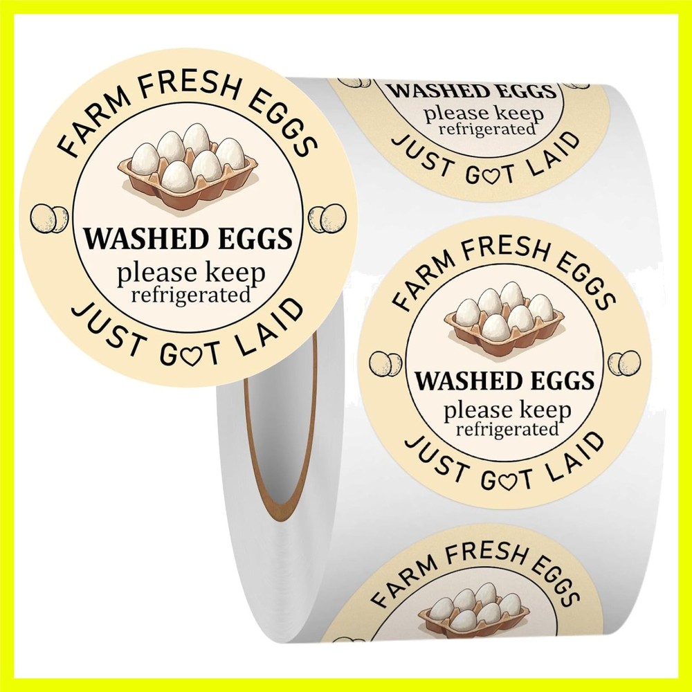 Farm Fresh Egg Stickers – 2 inch Egg Carton Sticker 500pcs, Fresh Eggs Sticke…