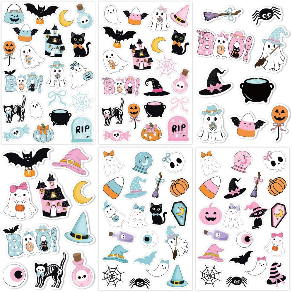 26 Sheets Halloween Stickers Crafts – 520Pcs Pumpkin Spider Skeleton Ghost Witch