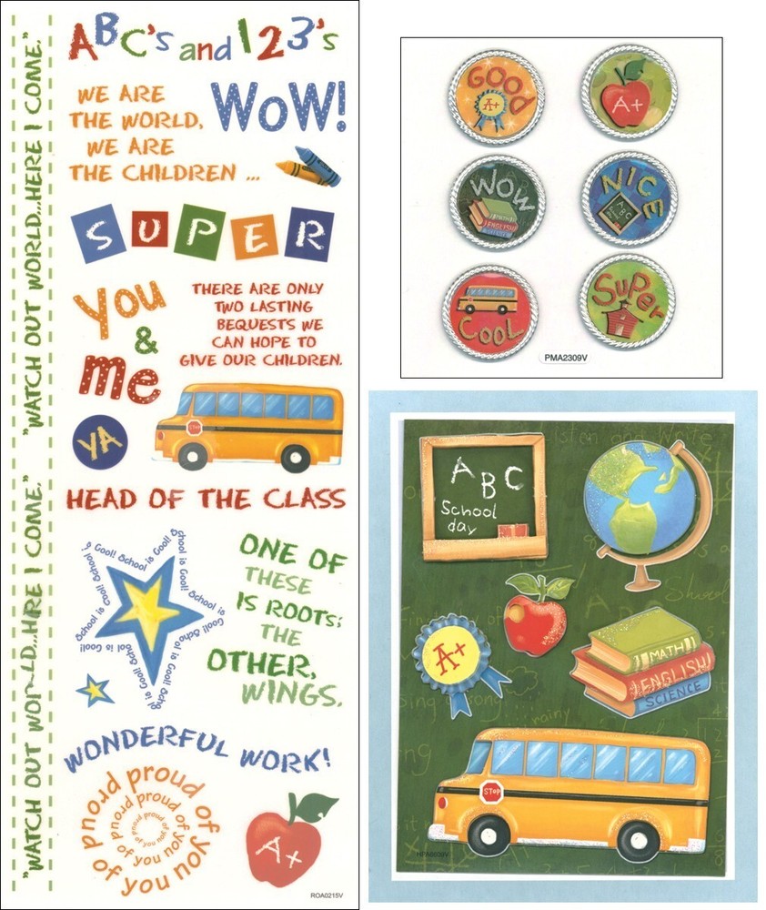 Mackinac Moon, School, coordinating scrapbook embellishments 3 sheets/pkg