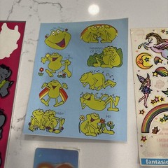 Vintage stickers 80s lot. Unicorns, Elephants, Frogs. Mixed Brands.