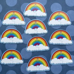 Vintage Carson Dellosa Rainbows Name Tag Bulletin Board Cutout & Stickers Lot