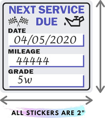 Oil Change Stickers 250 Pcs per Roll-Service Reminder Stickers-2 Inches X 2 Inch