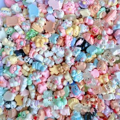 100 Pcs Pastel Animals Slime Charms Set, Bulk Cat Dog Bunny 1×1.5cm, C