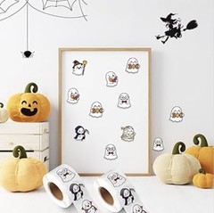 1,000 Piece Halloween Ghost Sticker Roll 8 Styles Self Adhesive Stickers