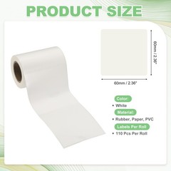 110 Pcs Thermal Sticker Paper, 2.4×2.4″ Square Thermal Printer Label, White