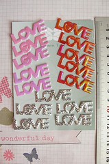 Satin LOVE Word – 5 each RED PINK SILVER – Approx 40mm x 12mm – Green Tara B
