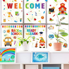 9 Sheets Welcome Back to School Window Clings Gnome Owl School Bus Stickers Doub
