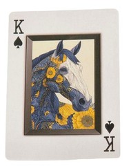 Creative Horse Portrait Royal White with Crown Black Blue Junk Journal Scrapbook