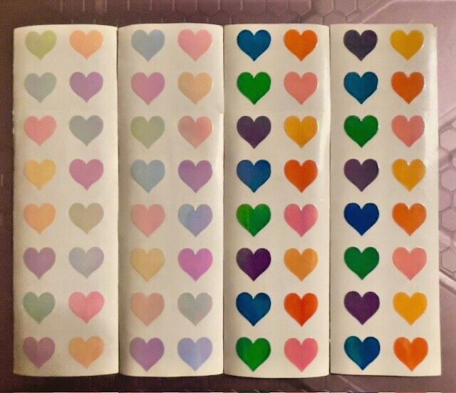 VTG Mrs. Grossman’s RARE Sticker LOT Pastel & Multi Color Small Heart OPALESCENT