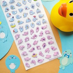 Stickii – Seal & Shark Stickers – Mini Kawaii Sea Life Sticker Sheet – Planners