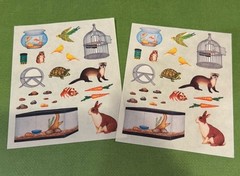 Creative Memories Lot of TWO 4″ x 5″ Stickers -Rabbit, ferret, bird, turtle