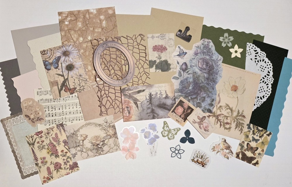 Scrapbook Pages Kit Ephemera Papers Images Stickers Frames Junk Journal Cards