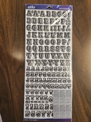 Sticko 5290054 Alphabet Stickers- Chalk Zebrawood Value Pack 960 Pieces NIP B&W