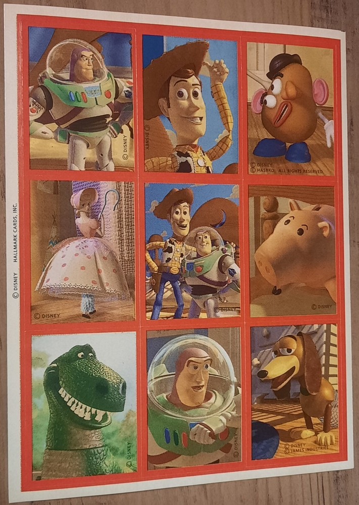 Vintage Hallmark Toy Story Buzz Woody Hamm Rex Slinky Mr Potato Sticker sheet