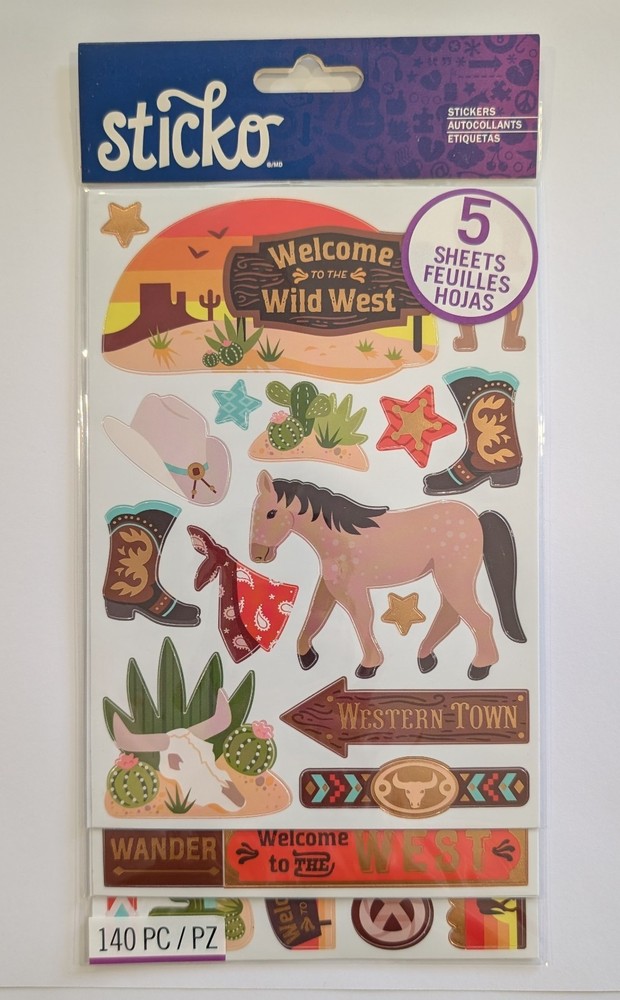 Western Town Wild West Cowboy Scrapbooking Stickers Flip Pack by Sticko