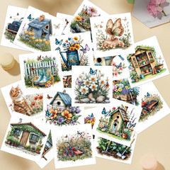36 Pcs Spring Floral Rub on Transfers for Crafts, Floral Garden Watercolor Rub-O