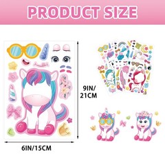 24 Sheets Make Your Own Unicorns Sticker, Unicorns Party Favors Face Stickers…