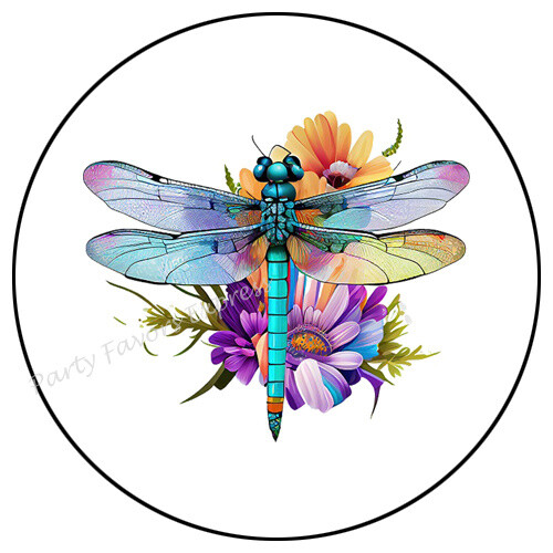 DRAGONFLY ON FLOWER ENVELOPE SEALS LABELS STICKERS PARTY FAVORS