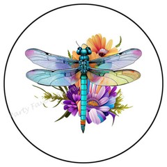 DRAGONFLY ON FLOWER ENVELOPE SEALS LABELS STICKERS PARTY FAVORS