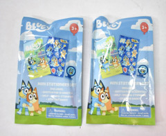 Lot of 2 Bluey Mini Stationery Set w Sketch Pads/Stamper/Sticker Sheet