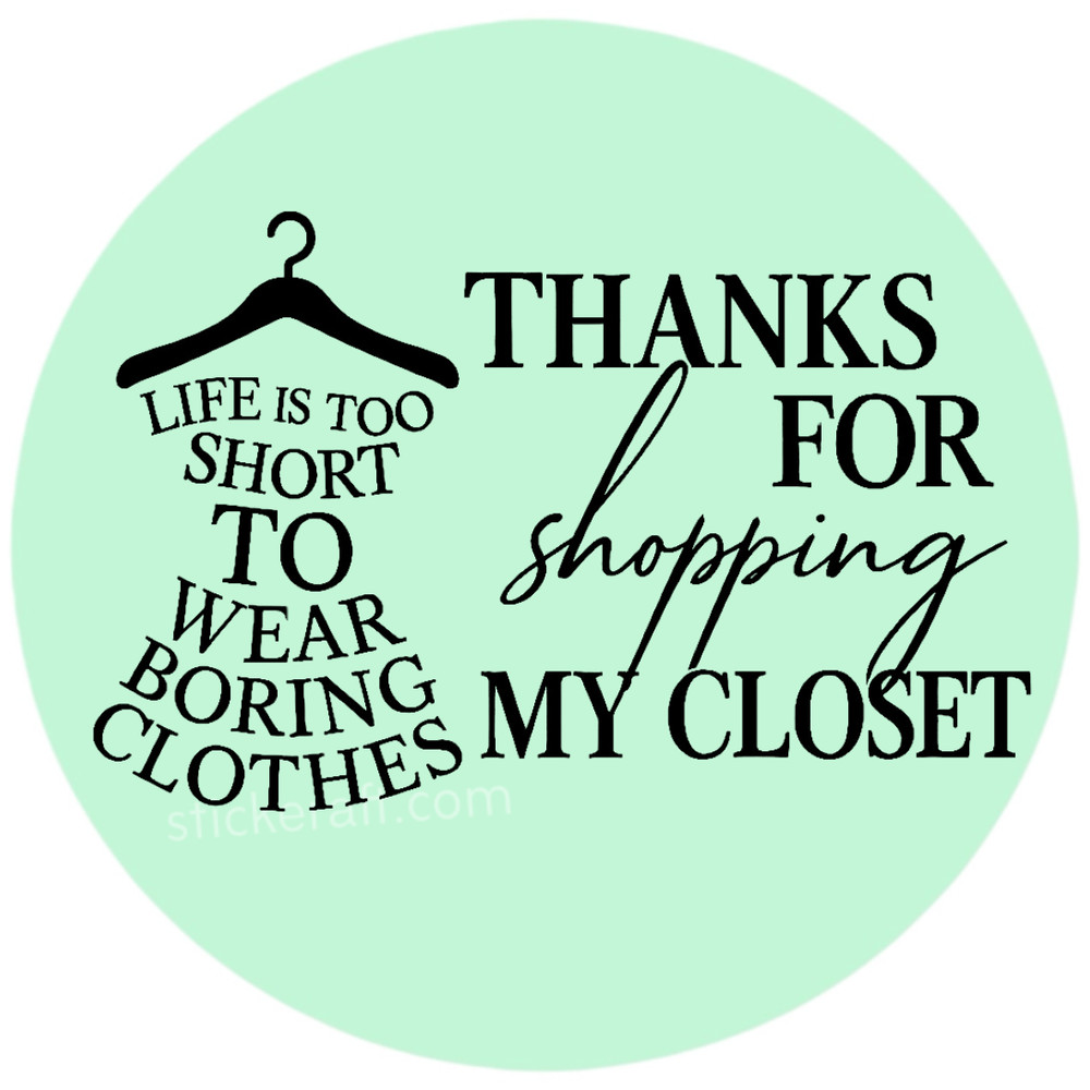 Poshmark Closet Stickers 2″ – Thanks for Shopping, Fashion Quote Label