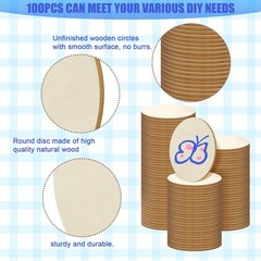 100 Pieces Unfinished Wood Circle – 2 Inch Round Disc Blank Natural Wooden Cu…