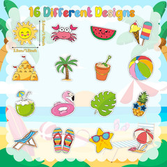 Summer Beach Roll Stickers – 1000Pcs Summer Beach Stickers in 2 Rolls Waterproof