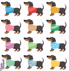 Violette Stickers Dachshund Mini Dogs in Sweater Crafts Planner Supply Scrapbook