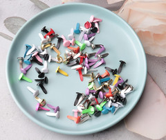 100 Pcs Mini Brads Multi Color Small round Metal Paper Brass Paper Fasteners Pas