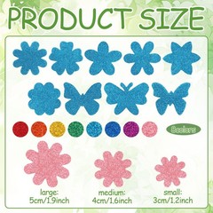 JULBEAR 300 Pieces Spring Glitter Flower Butterfly Foam Stickers Bulk Self-Ad…