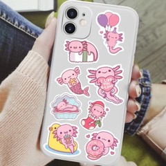 50Pcs Cute Kawaii Cartoon Axolotl Stickers DIY Aesthetic Decals for Phone,Laptop