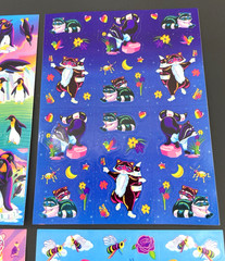 Lisa Frank Stickers Lot 6 Sheets S362 S363 S365 S366 S367 S369 Full Sheets