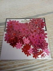 New! 90 Paper Flower 3D Embellishments Gem Glitter Spring Pink Red Valentine