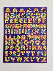Vtg Lisa Frank Stickers S648 Alphabet Full Sheet Art Letters